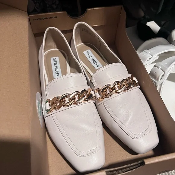 Steve Madden White Gold Chained Loafer - Picture 3 of 3